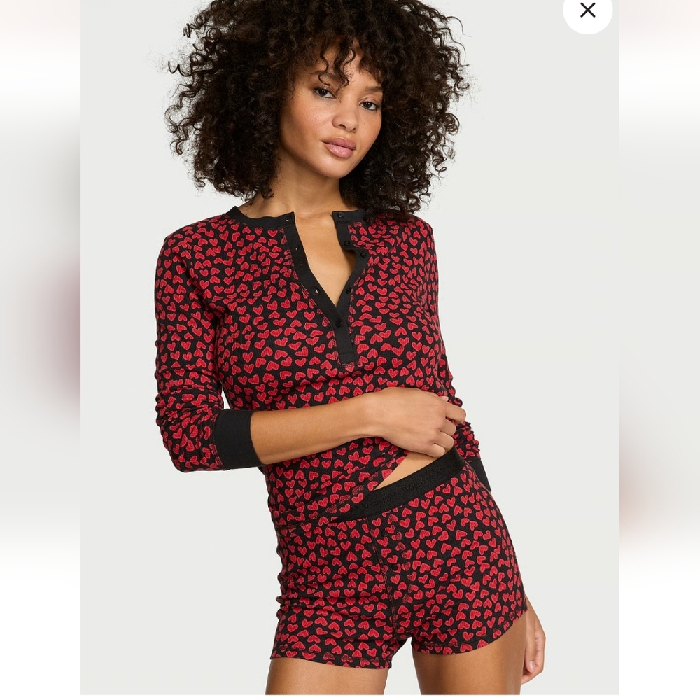 New Victoria's SecretSoft Thermal Henley Short Pajama Set